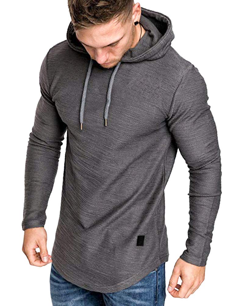 Lexiart Mens Fashion Athletic Hoodies Sport Sweatshirt Solid Color Fleece Pullover Dark Grey 2XL - Image 1